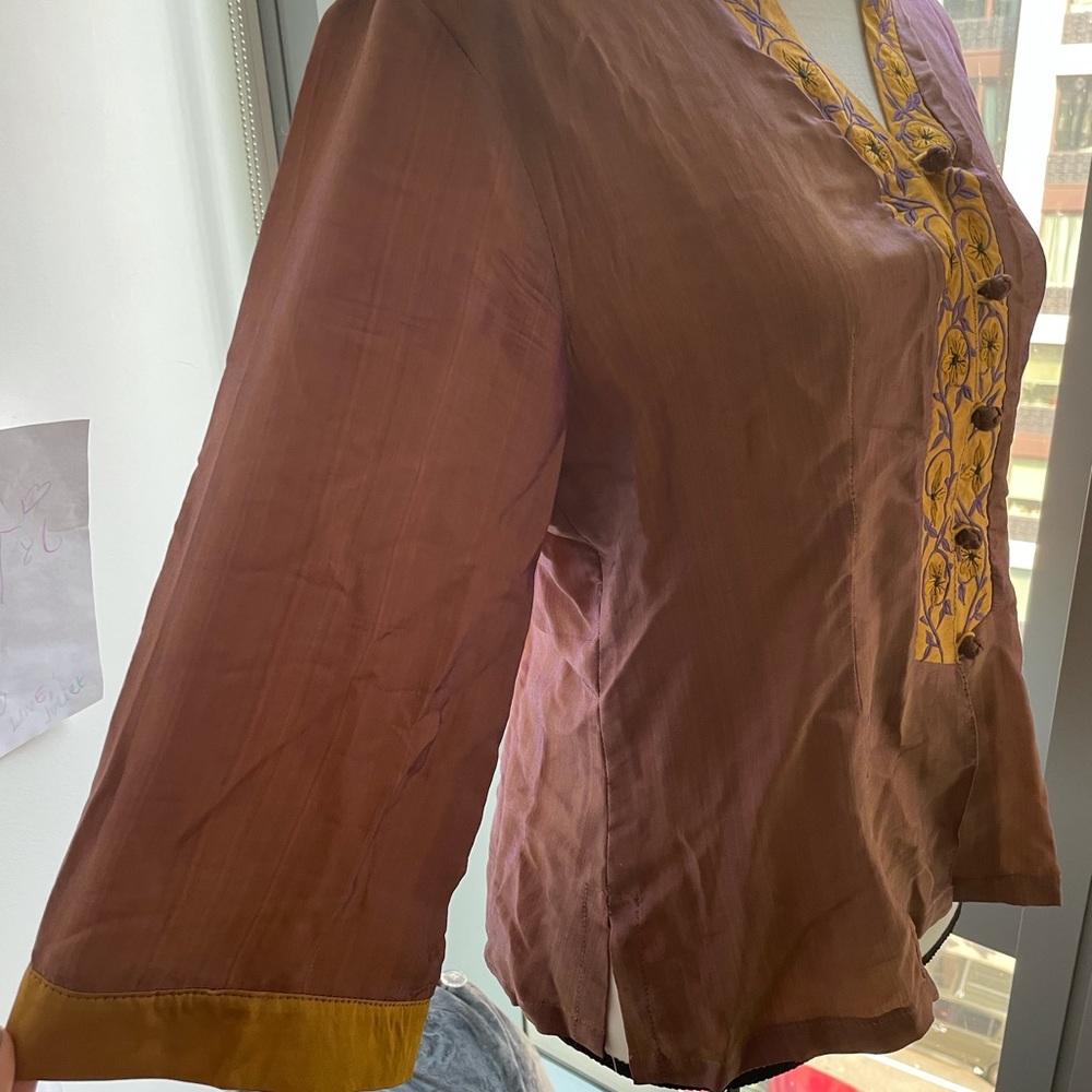 Vintage Pure Silk Asian Style Blouse - Picture 4 of 5